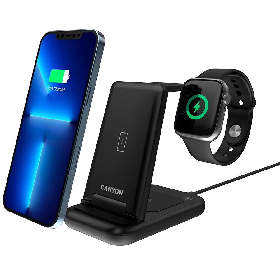 CANYON wireless charger WS-304 15W 3in1 Black Slika 4