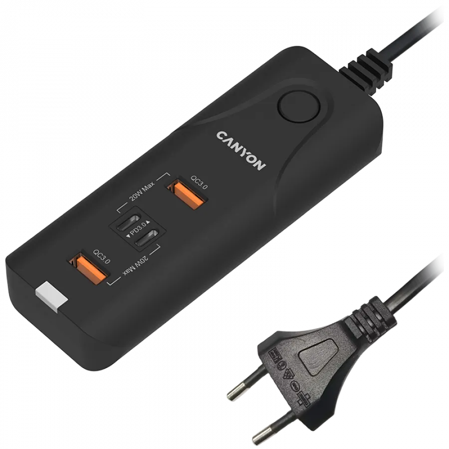 CANYON charger H-10 PD 20W QC 3.0 18W 2USB-A 2USB-C Desk Black Slika 1