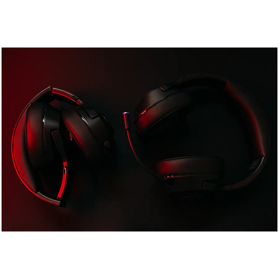 Lorgar Noah 701, gaming headset with microphone, 2.4G+ BT 5.0 Realtek 8763, battery 1000mAh, type-C charging cable 0.8m, audio cable 1.5m, size:195*185*80mm, 0.28kg. Black Slika 6