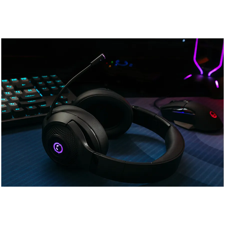 Lorgar Noah 701, gaming headset with microphone, 2.4G+ BT 5.0 Realtek 8763, battery 1000mAh, type-C charging cable 0.8m, audio cable 1.5m, size:195*185*80mm, 0.28kg. Black Slika 8