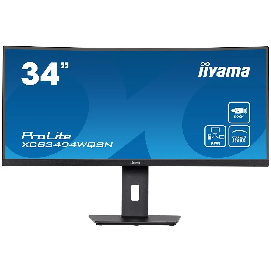 IIYAMA Monitor XCB3494WQSN-B5 34" ETE UW IPS-panel, 3440x1440 120Hz, 300cd/m², 0,4ms MPRT, Speakers, USB-C Dock (LAN, DP-Out, 65W PD), DisplayPort, HDMI, KVM, USB3.0x3, FreeSync Premium, 15cm Height Adj. Stand Slika 1