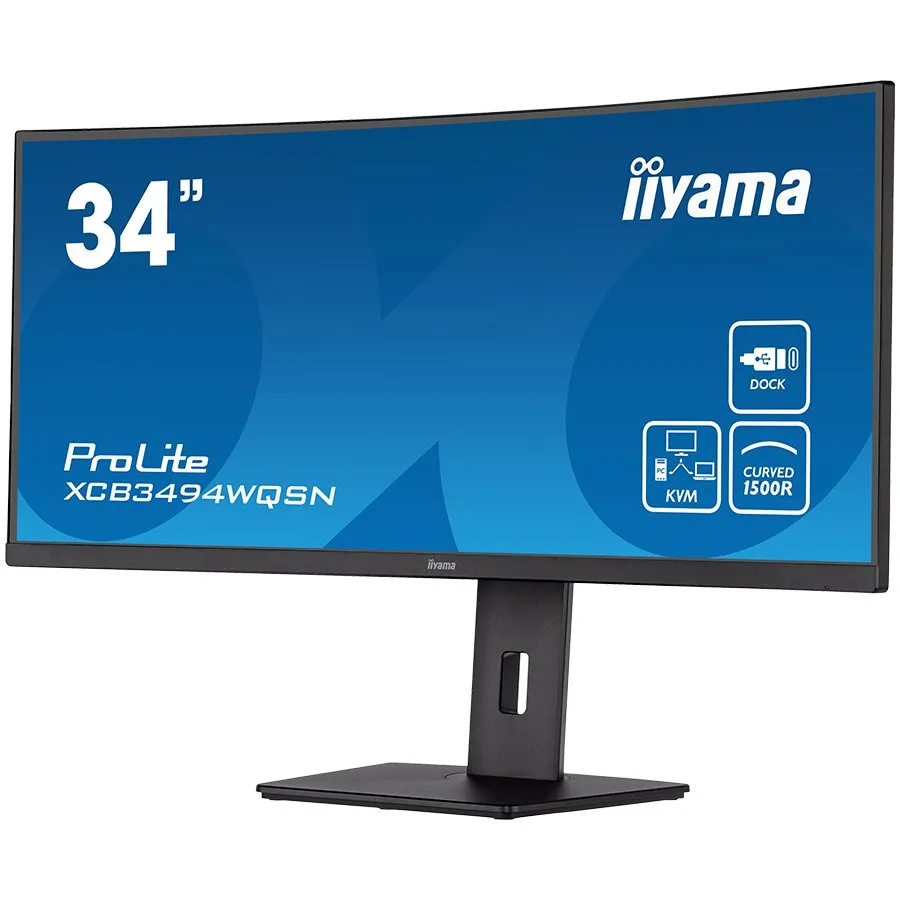 IIYAMA Monitor XCB3494WQSN-B5 34" ETE UW IPS-panel, 3440x1440 120Hz, 300cd/m², 0,4ms MPRT, Speakers, USB-C Dock (LAN, DP-Out, 65W PD), DisplayPort, HDMI, KVM, USB3.0x3, FreeSync Premium, 15cm Height Adj. Stand Slika 2