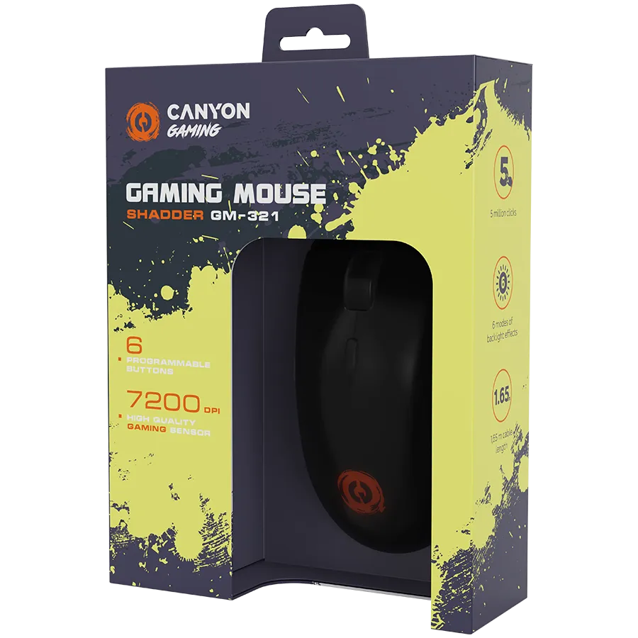 CANYON mouse Shadder GM-321 RGB 6buttons Wired Black Slika 6