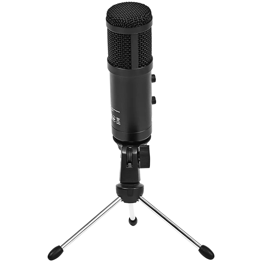 LORGAR Soner 313, Gaming Microphones, Black, USB condenser microphone with Volume Knob & Echo Kob, including 1x Microphone, 1 x 2.5M USB Cable, 1 x Tripod Stand, 1 x User Manual, body size: Φ47.4*158.2*48.1mm, weight: 243.0g Slika 2