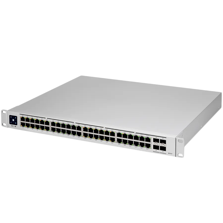 Ubiquiti Layer 3 switch with (48) GbE RJ45 ports and (4) 10G SFP+ ports. Slika 1