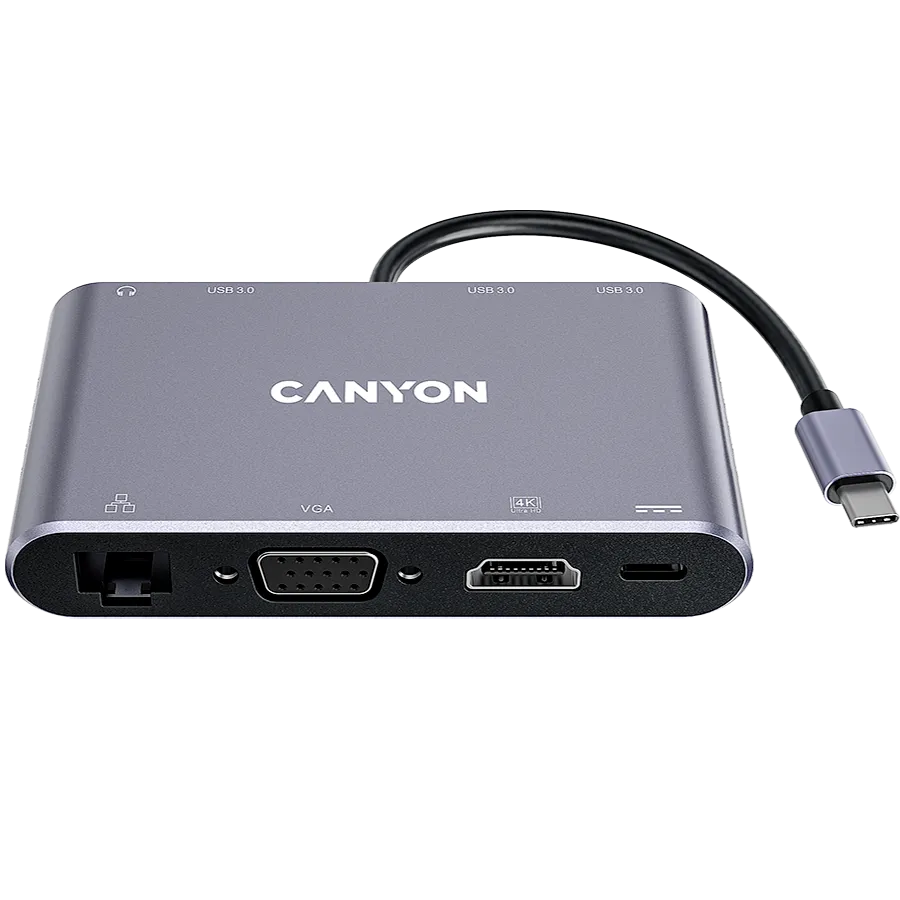 CANYON hub DS-14 8in1 4k USB-C Dark Grey Slika 1