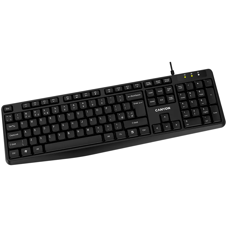 CANYON KB-1, Wired Keyboard, 104 keys, USB2.0, Black, cable length 1.5m, 443*145*24mm, 0.37kg, Adriatic Slika 2