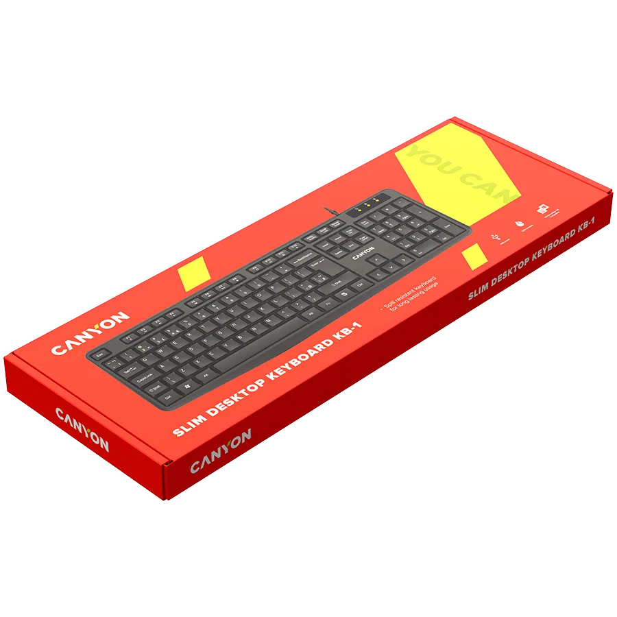 CANYON KB-1, Wired Keyboard, 104 keys, USB2.0, Black, cable length 1.5m, 443*145*24mm, 0.37kg, Adriatic Slika 3