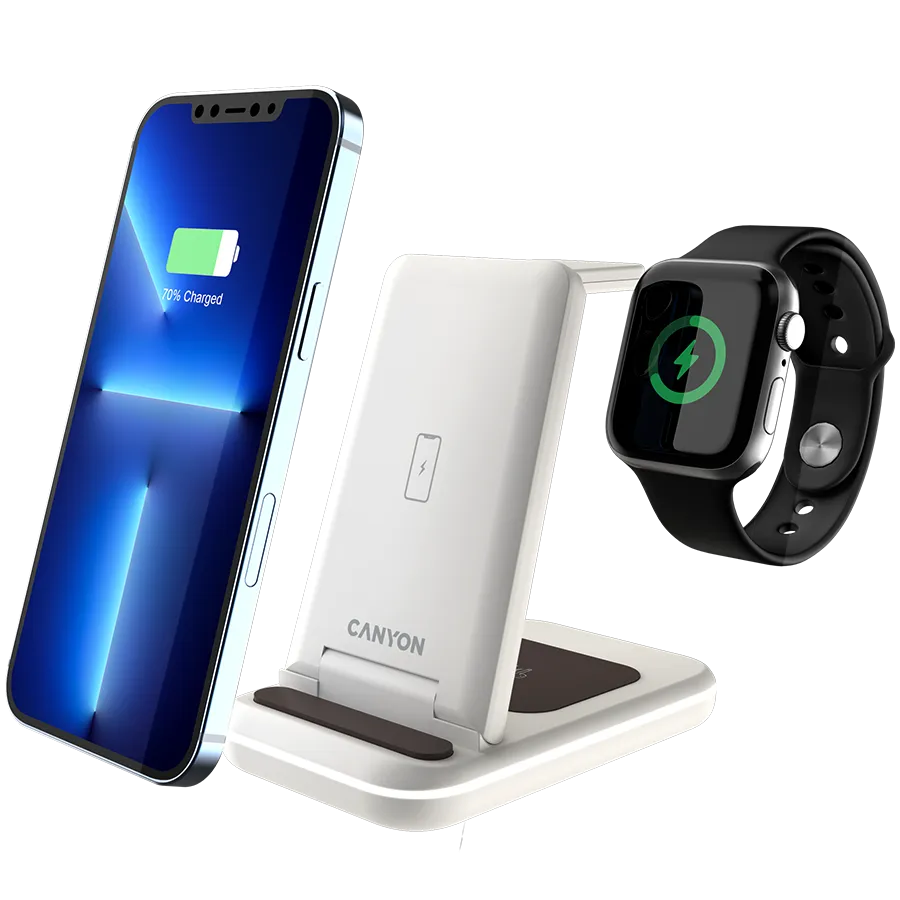 CANYON wireless charger WS-304 15W 3in1 Cosmic Latte Slika 7