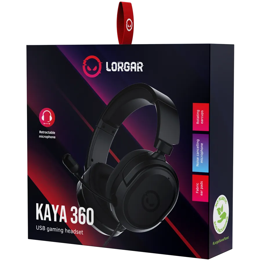 LORGAR Kaya 360, USB Gaming headset with microphone, CM108B, Plug&Play, USB-A connection cable 2m, fabric ear pads, size: 192*184.7*88mm, 0.314kg, black Slika 6