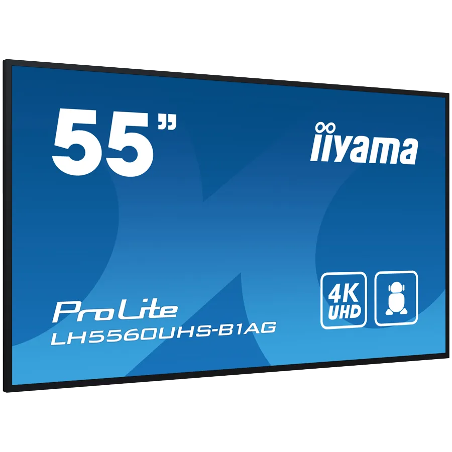 Iiyama ProLite LH5560UHS-B1AG55" Diagonal Class (54.6" viewable) LED-backlit LCD display digital signage with built-in SoC media player 4K UHD (2160p) 3840 x 2160 edge-lit black matte finish LH5560UHS-B1AG Slika 2