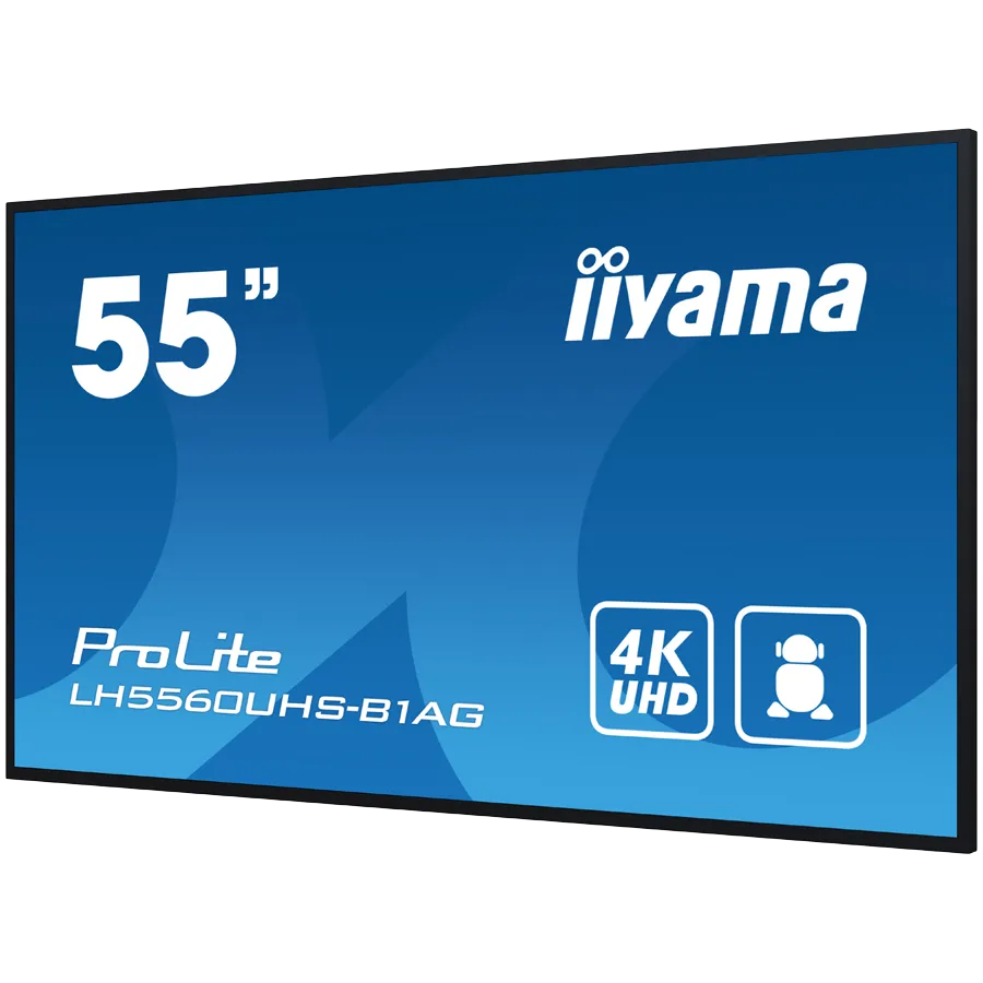 Iiyama ProLite LH5560UHS-B1AG55" Diagonal Class (54.6" viewable) LED-backlit LCD display digital signage with built-in SoC media player 4K UHD (2160p) 3840 x 2160 edge-lit black matte finish LH5560UHS-B1AG Slika 3