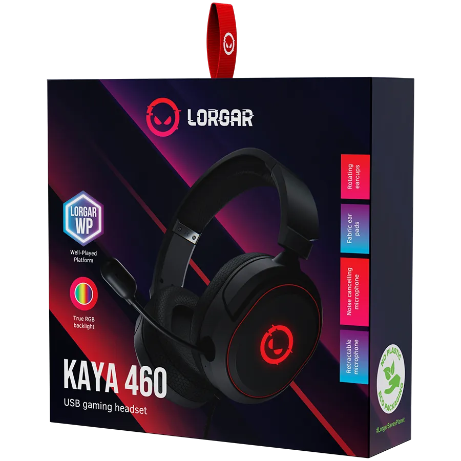 LORGAR Kaya 460, USB Gaming headset with microphone, CM108B, RGB backlight, Plug&Play, USB-A connection cable 2m, fabric ear pads, size: 192*184.7*88mm, 0.329kg, black Slika 6
