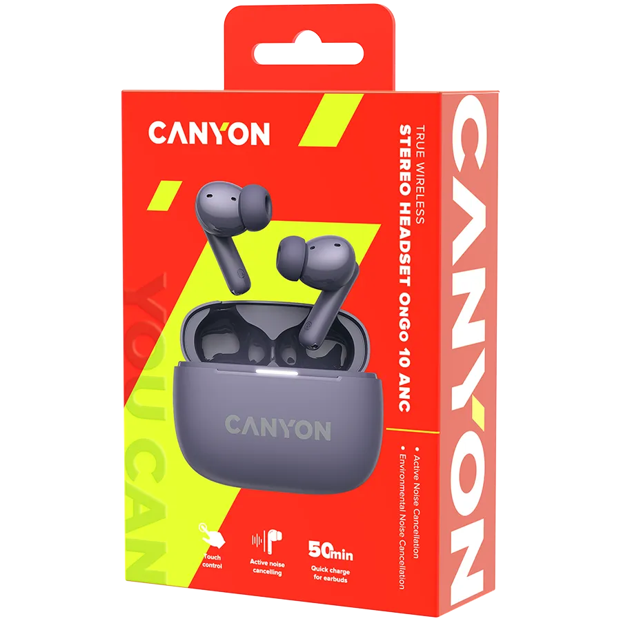 CANYON headset OnGo TWS-10 ANC+ENC Purple Slika 9