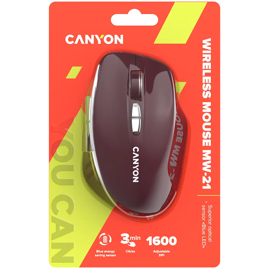 CANYON mouse MW-21 BlueLED 7buttons Wireless Burgundy Red Slika 6