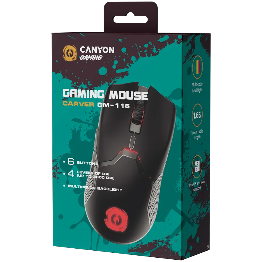 CANYON mouse Carver GM-116 6buttons Wired Black Slika 6