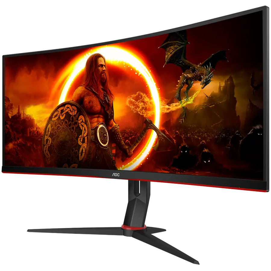 AOC Monitor Gaming CU34G2XP 34” Curved VA, 21:9, 3440x1440, 180Hz, 1ms, 430 cd/m2, 4000:1, HDMI, DP, PbP, PiP, Ergonomic, Black-Red, VESA 3y Slika 2