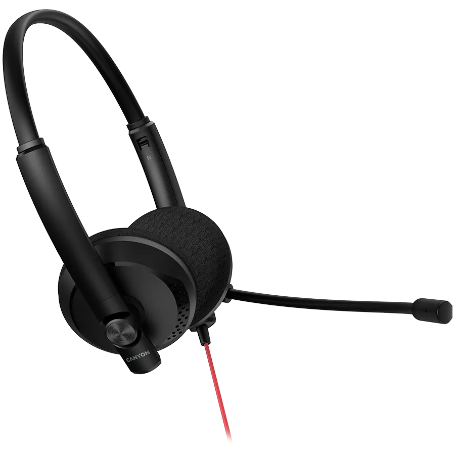 CANYON PC headset HS-07 PC Mic 3.5/USB Flat 2.8m Black Slika 3