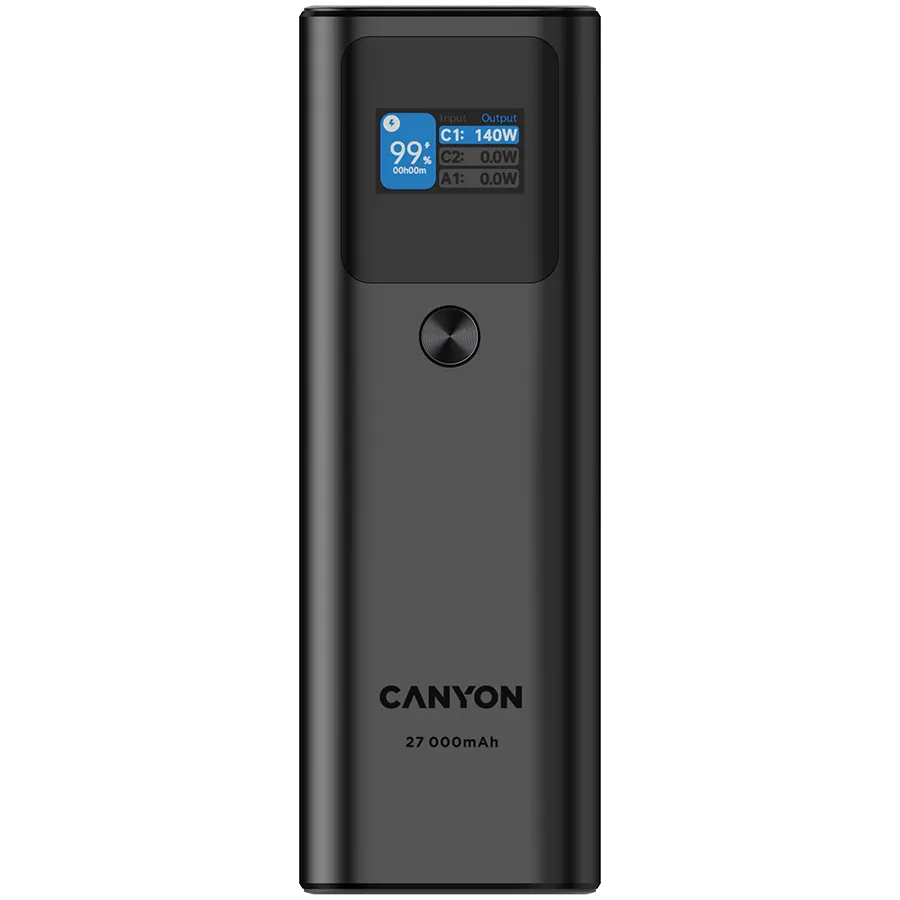 CANYON power bank PB-2010 TFT 27000 mAh 97.2Wh PD140W QC 3.0 Dark Grey Slika 3