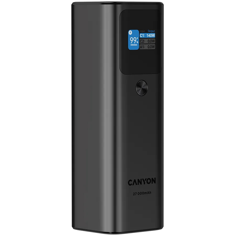 CANYON power bank PB-2010 TFT 27000 mAh 97.2Wh PD140W QC 3.0 Dark Grey Slika 4