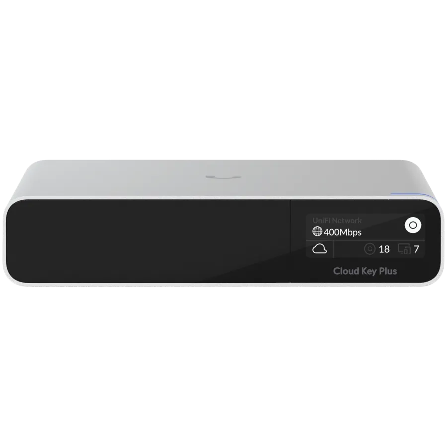 UBIQUITI CloudKey+; Pre-installed 1TB HDD; Connect and power using PoE; Optional USB-C power with Quick Charge 2.0/3.0 compliant adapter only; Includes full UniFi application suite for device management; Bluetooth for instant setup. Slika 1