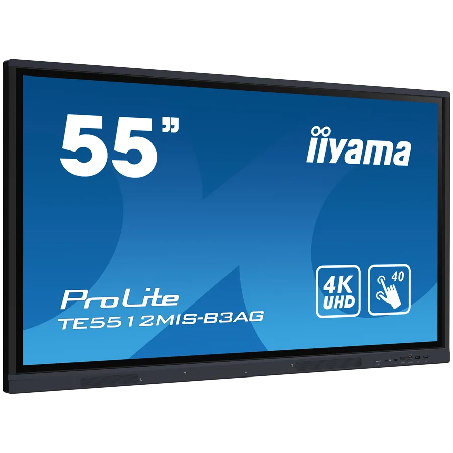 The TE5512MIS-B3AG is an exceptional 4K UHD interactive display designed by iiyama to enhance collaboration, communication, and engagement. With key features like Zero Airgap LCD screen eliminating parallax, PureTouch-IR, iiWare 10 with Android 11. Slika 2