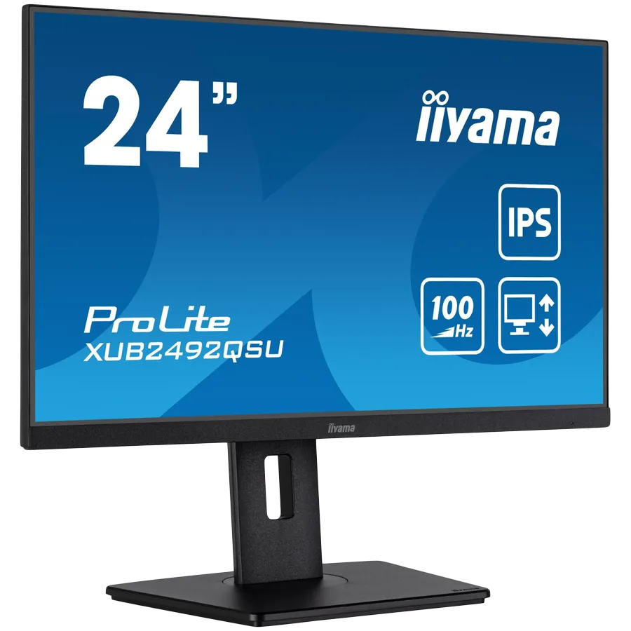 IIYAMA Monitor LED XUB2492QSU-B1 23.8" IPS 2560 x 1440 @100Hz 300 cd/m² 1000:1 0.5ms HDMI DP USB-Hub height, swivel, tilt, pivot (rotation both sides) 3y Slika 2