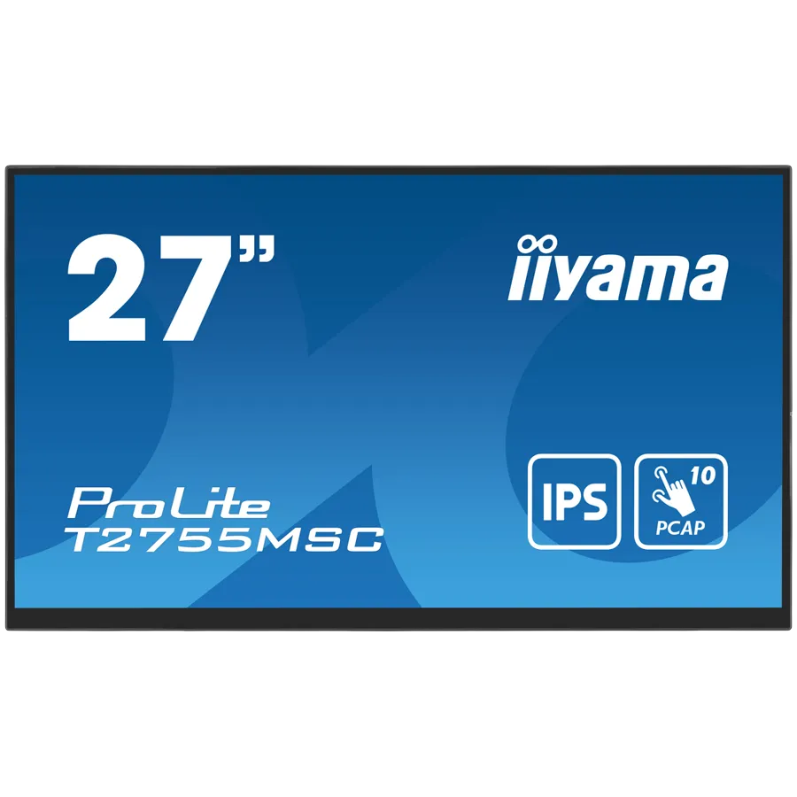 Iiyama ProLite T2755MSC-B1 - LED monitor27" touchscreen 1920 x 1080 Full HD (1080p) @ 60 Hz IPS 400 cd/m² 1000:1 5 ms HDMI DisplayPort speakers black matte Slika 1