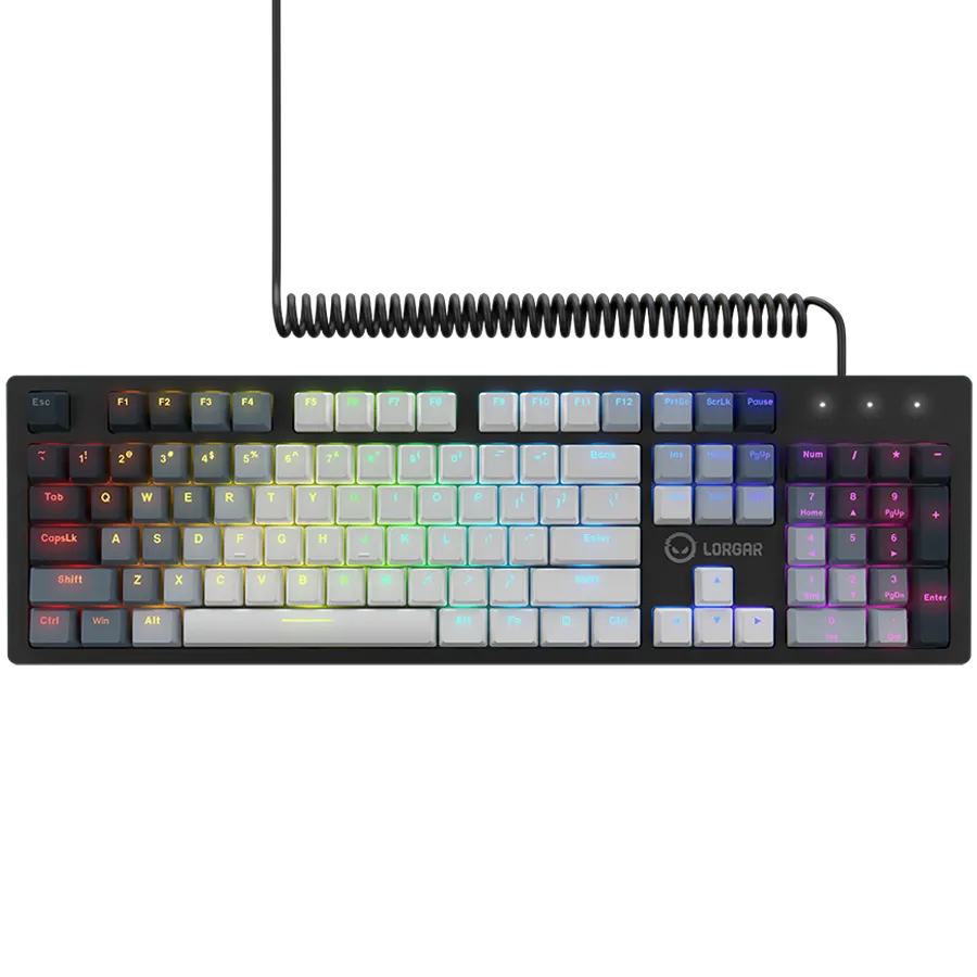 LORGAR Azar 514, Wired mechanical gaming keyboard, RGB backlight, 1680000 colour variations, 18 modes, keys number: 104, 50M clicks, linear dream switches, spring cable up to 3.4m, ABS plastic+metal, magnetic cover, 450*136*39mm, 1.17kg, white, EN layout Slika 1