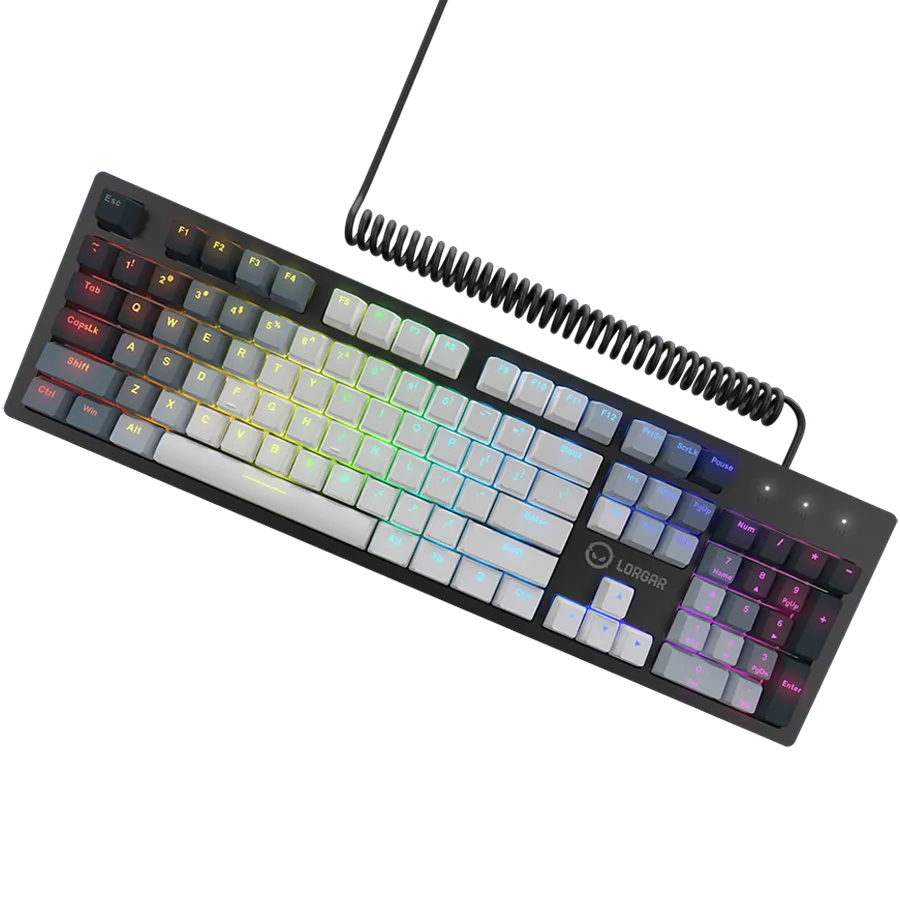 LORGAR Azar 514, Wired mechanical gaming keyboard, RGB backlight, 1680000 colour variations, 18 modes, keys number: 104, 50M clicks, linear dream switches, spring cable up to 3.4m, ABS plastic+metal, magnetic cover, 450*136*39mm, 1.17kg, white, EN layout Slika 3