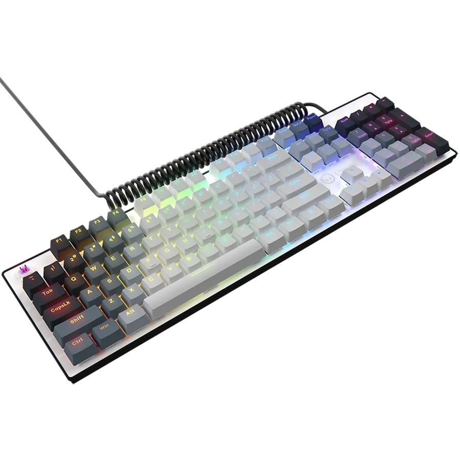 LORGAR Azar 514, Wired mechanical gaming keyboard, RGB backlight, 1680000 colour variations, 18 modes, keys number: 104, 50M clicks, linear dream switches, spring cable up to 3.4m, ABS plastic+metal, magnetic cover, 450*136*39mm, 1.17kg, white, EN layout Slika 4