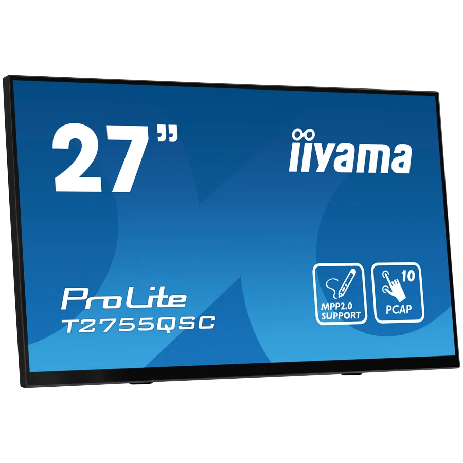 IIYAMA Monitor LED T2755QSC-B1 27” Optical Bonded PCAP 10pt IPS Edge to edge glass 2560 x 1440 @75Hz 400 cd/m² HDMI DP USB Hub Tilt angle 15° up; 70° down Slika 2
