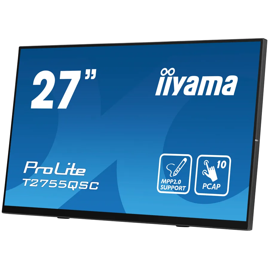 IIYAMA Monitor LED T2755QSC-B1 27” Optical Bonded PCAP 10pt IPS Edge to edge glass 2560 x 1440 @75Hz 400 cd/m² HDMI DP USB Hub Tilt angle 15° up; 70° down Slika 3