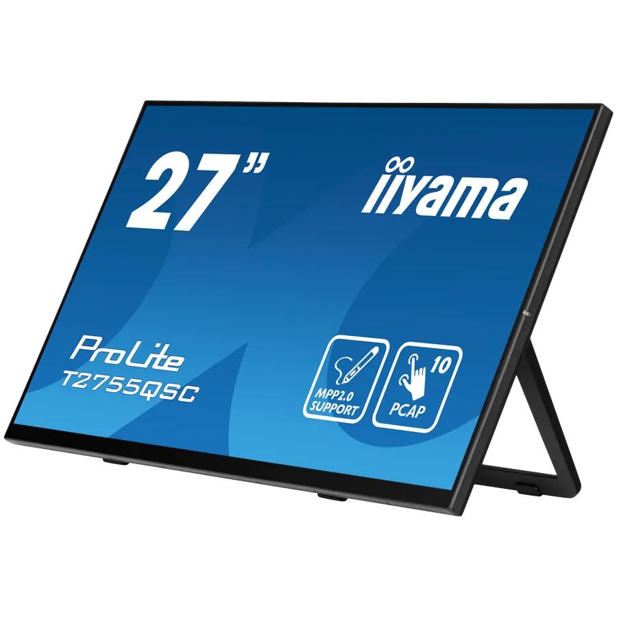 IIYAMA Monitor LED T2755QSC-B1 27” Optical Bonded PCAP 10pt IPS Edge to edge glass 2560 x 1440 @75Hz 400 cd/m² HDMI DP USB Hub Tilt angle 15° up; 70° down Slika 4