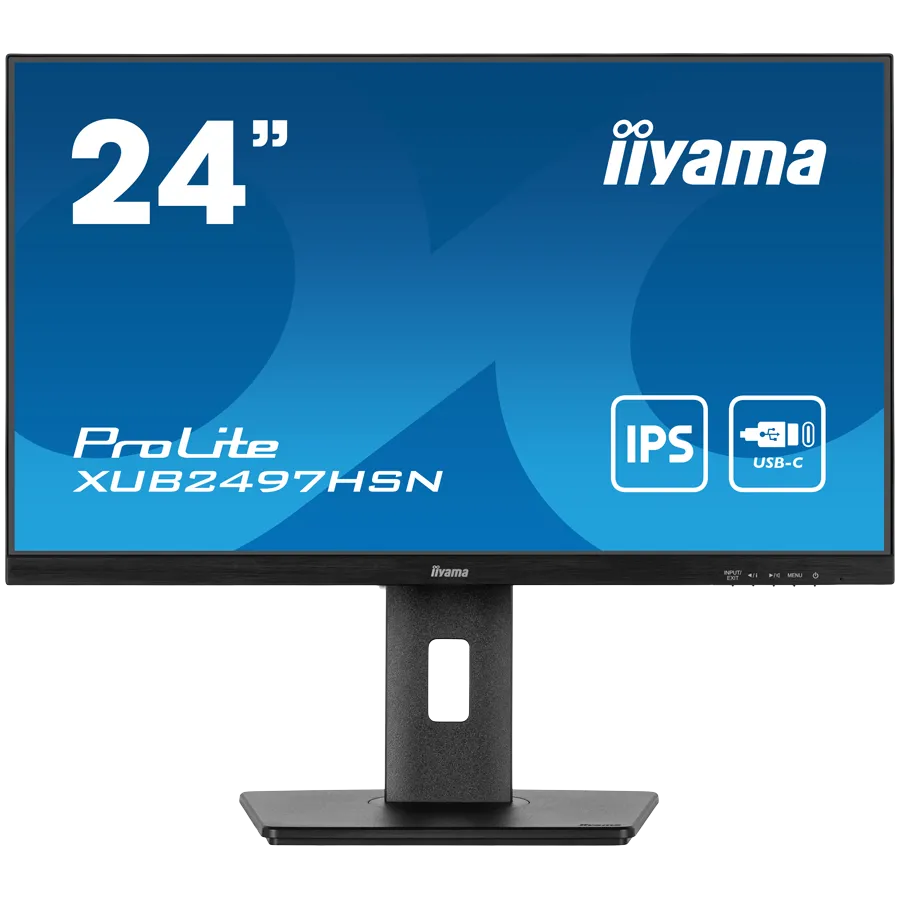 IIYAMA Monitor LED XUB2497HSN-B1 24" IPS 1920 x 1080 @100Hz 16:9 250cd 1300:1 1ms HDMI DP DO Out USB Hub, USB Type C 65W RJ45 height, swivel, tilt, pivot (rotation both sides) Slika 1