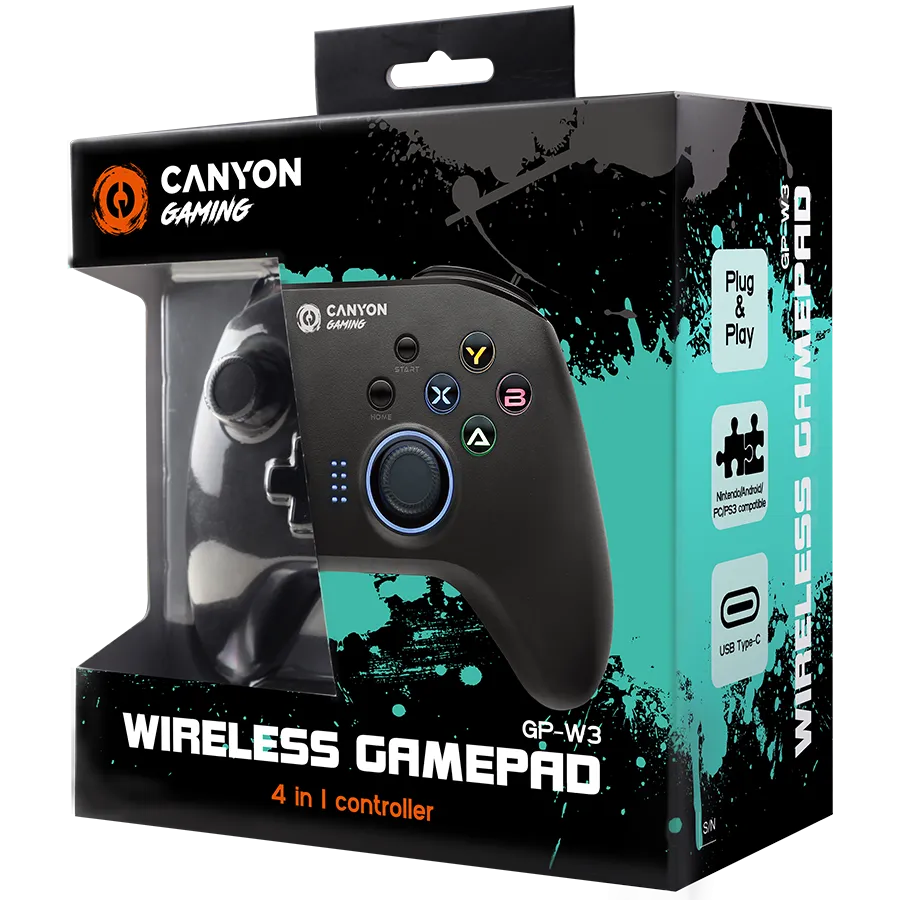 CANYON gamepad GP-W3 Android/Nintendo/PC/PS3 Wireless Black Slika 4
