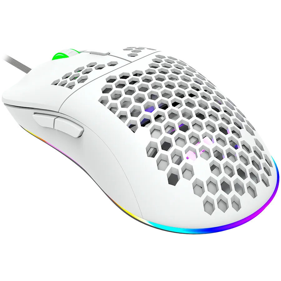 CANYON Puncher GM-11, Gaming Mouse with 7 programmable buttons, Pixart 3519 optical sensor, 4 levels of DPI and up to 4200, 5 million times key life, 1.65m Ultraweave cable, UPE feet and colorful RGB lights, White, size:128.5x67x37.5mm, 105g Slika 2