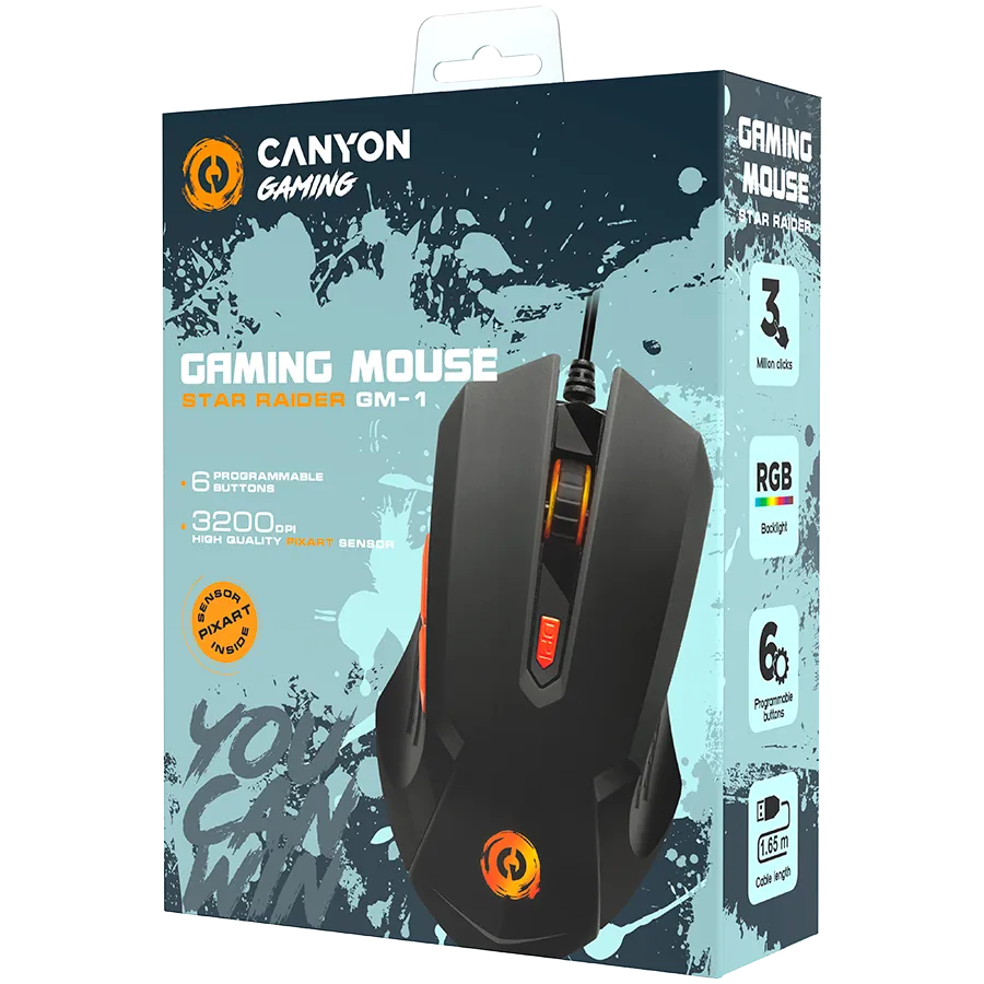CANYON mouse Star Raider GM-1 RGB 6buttons Wired Black Slika 3