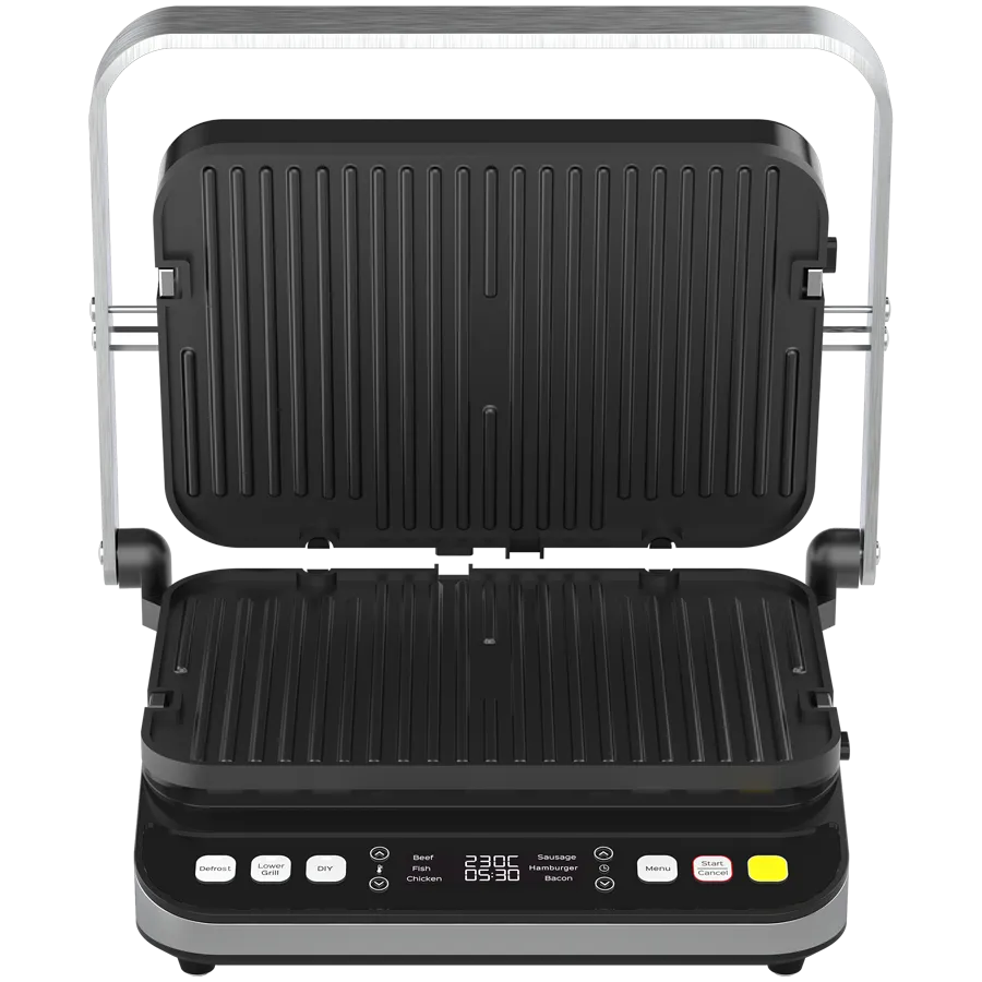 AENO ''Electric Grill EG5: 2000W, 2 heating modes - Lower Grill, Both Grills, 6 preset programs, Defrost, Max opening angle -180°, Temperature regulation, Timer, Removable double-sided plates, Plate size 320*220mm'' Slika 2