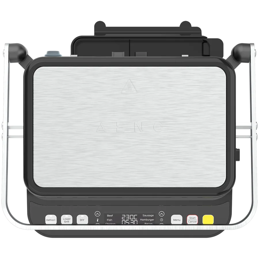 AENO ''Electric Grill EG5: 2000W, 2 heating modes - Lower Grill, Both Grills, 6 preset programs, Defrost, Max opening angle -180°, Temperature regulation, Timer, Removable double-sided plates, Plate size 320*220mm'' Slika 5