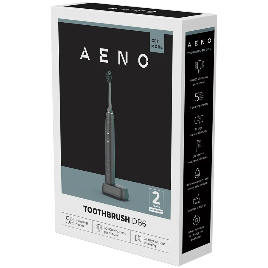 AENO Sonic Electric Toothbrush DB6: Black, 5 modes, wireless charging, 46000rpm, 40 days without charging, IPX7 Slika 7