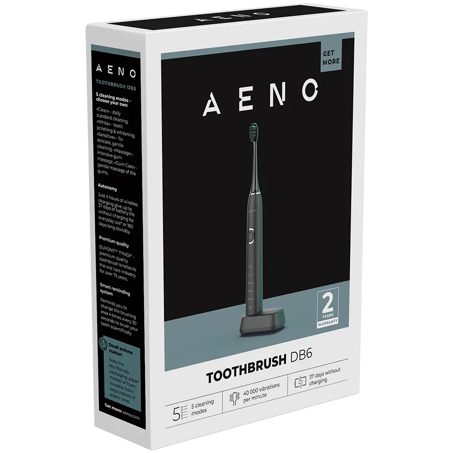 AENO Sonic Electric Toothbrush DB6: Black, 5 modes, wireless charging, 46000rpm, 40 days without charging, IPX7 Slika 8