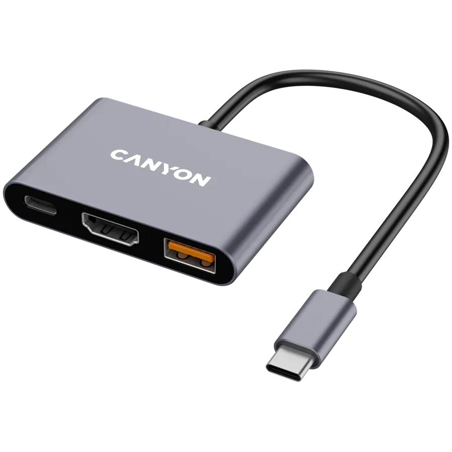 CANYON hub DS-4 3in1 USB-C Grey Slika 1