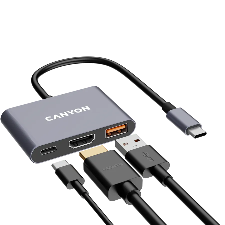 CANYON hub DS-4 3in1 USB-C Grey Slika 5