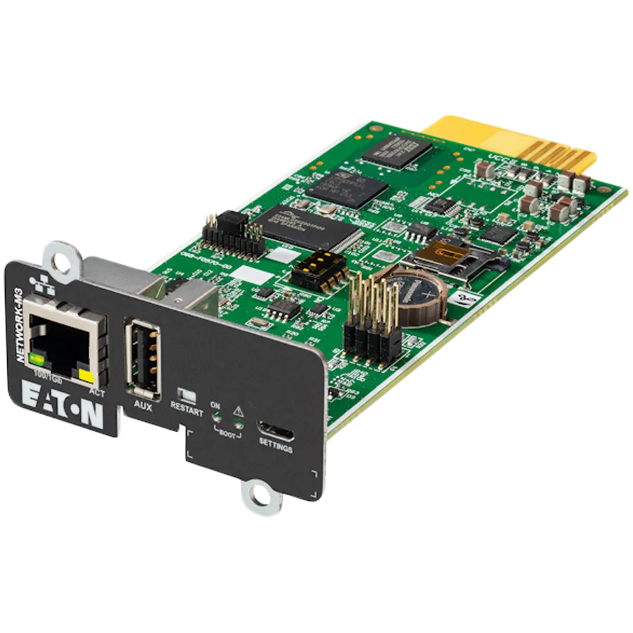 Eaton Network Managment Card - M3; Web/SNMP communications; Ethernet 10/100/1000BaseT; For UPS: 5P, 5PX, 5PX G2, 5SC Rack, 9PX, 9PXM, 9SX, 9130, Ferrups FX, 9E, 93PS, 91PS, 91PS Monoblock, 93E PDU: ATS rack PDU (EATS115, EATS120, EATS220) Slika 2