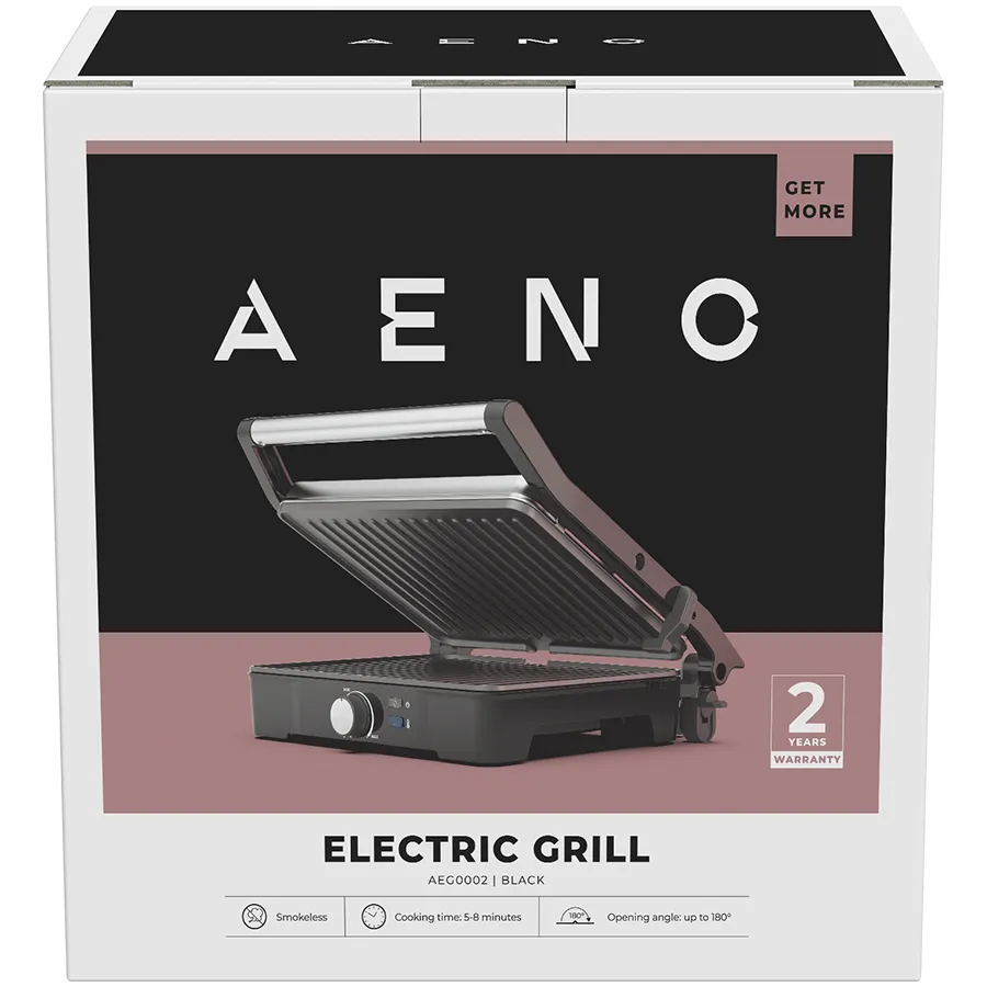 AENO Electric Grill EG2: 2000W, Temperature regulation, Max opening angle -180°, Plate size 290*234mm Slika 5