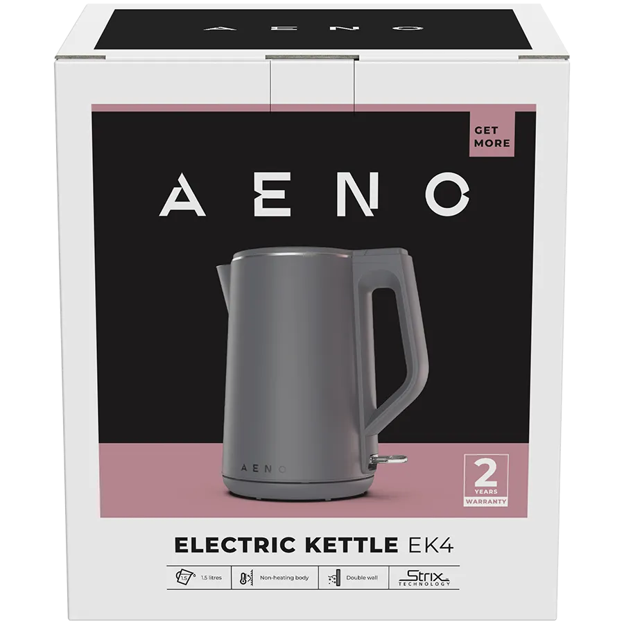 AENO Electric Kettle EK4: 1850-2200W, 1.5L, Strix, Double-walls, Non-heating body, Auto Power Off, Dry tank Protection Slika 4