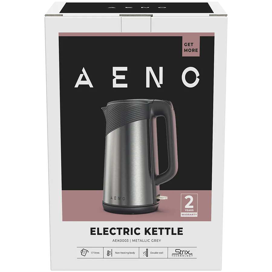 AENO Electric Kettle EK3: 1850-2200W, 1.7L, Strix, Double-walls, Non-heating body, Auto Power Off, Dry tank Protection Slika 3