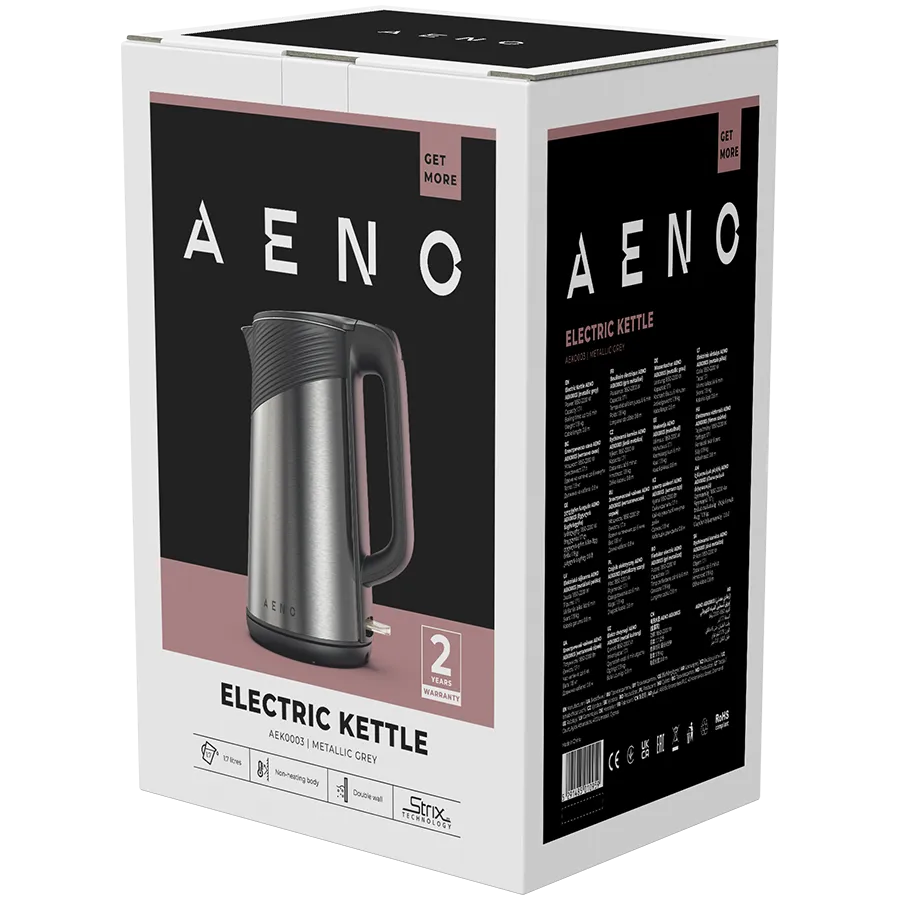 AENO Electric Kettle EK3: 1850-2200W, 1.7L, Strix, Double-walls, Non-heating body, Auto Power Off, Dry tank Protection Slika 4