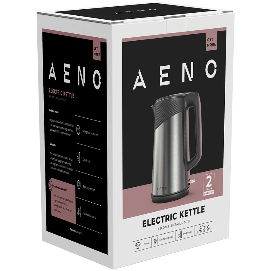 AENO Electric Kettle EK3: 1850-2200W, 1.7L, Strix, Double-walls, Non-heating body, Auto Power Off, Dry tank Protection Slika 5